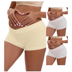 INSPIRE CHIC Women's Low Waist Under the Bump Maternity BoyShorts Pregnancy Seamless Ladies Panties 3 Packs - 1 of 4