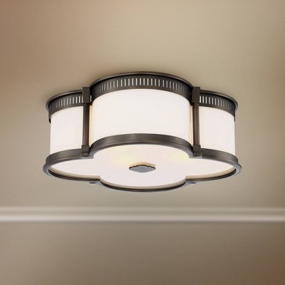 Harvard Court Bronze LED Flush Mount with Etched White Glass