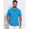 INSPIRE CHIC Men's Collared Short Sleeve Double Chest Pockets Outdoor Polo Shirt - 4 of 4
