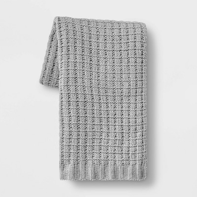 Solid Chenille Throw Blanket Gray 