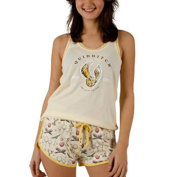 Harry Potter Quidditch The Golden Snitch Women's Racer Back Tank Top & Dolphin Lounge Shorts Sleepwear Set