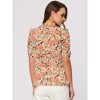 Allegra K Women's Floral Ruffle Mock Neck Puff Short Sleeves Chiffon Blouses - 4 of 4