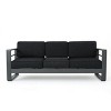 Outdoor Sectional Sofa Set, 3 Seater Sofa, Metal Sofa with Aluminum Frame and Thick PE Cushions, Water-Resistant Sofa-Coolbibila - 4 of 4