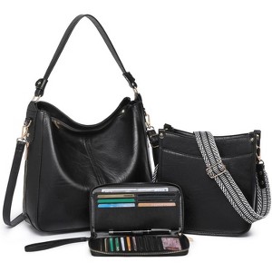 3PCS Crossbody Bags Set Large Leather Purse Shoulder Handbags with Wallet Adjustable Straps - 1 of 4