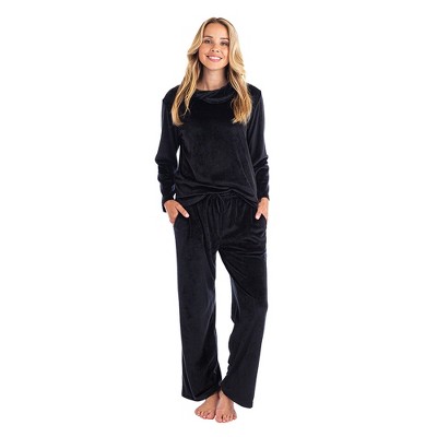 Softies Feather Velour Funnel Neck Lounge Set Black : Target