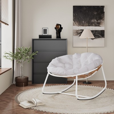Dsvimoy Accent Chair Stylish Rocking Comfort for Chic Living Rooms, White, 41.4"*24.9"*14.4"