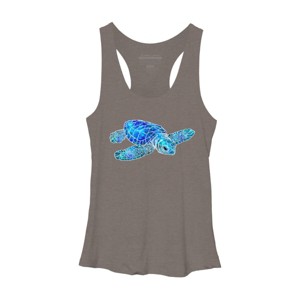 Women's Design By Humans Blue And Green Watercolor Sea Turtle By Maryedenoa Racerback Tank Top - 1 of 3