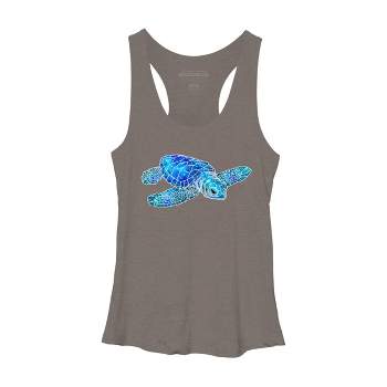 Women's Design By Humans Blue And Green Watercolor Sea Turtle By Maryedenoa Racerback Tank Top
