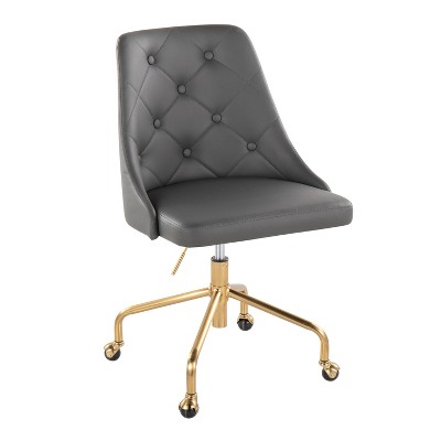 TiramisuBest Contemporary Adjustable Office Chair, Gold Casters, Grey PU Leather, 360¡ã Swivel, Padded, Armless