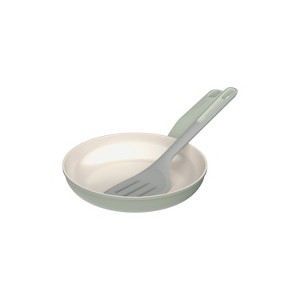 BergHOFF Balance Non-stick Ceramic 2Pc Frying Pan 9.5" and Nylon Turner 13.75", Recycled Aluminum, Sage - 1 of 4