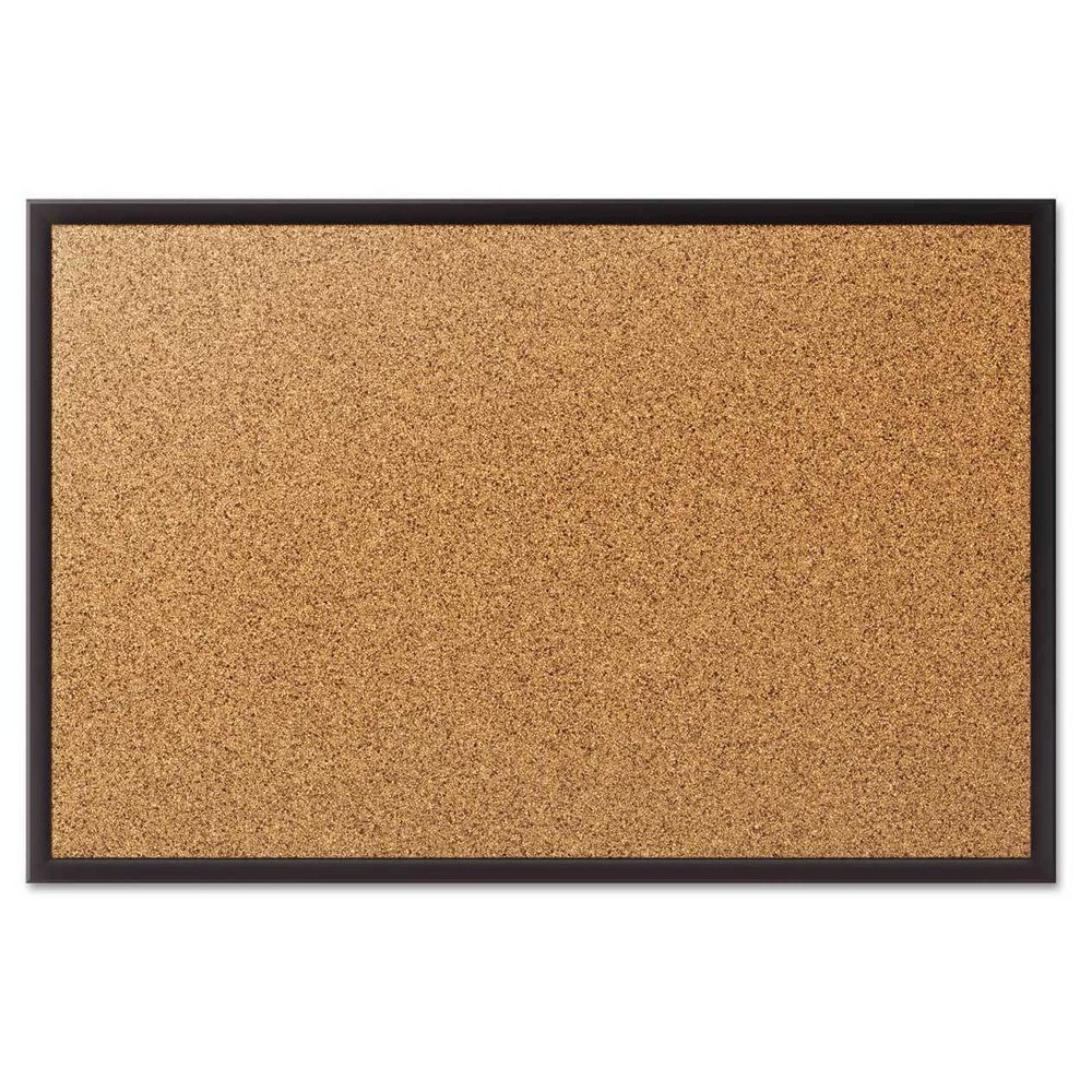 Quartet Classic Cork Bulletin Board, 24" x 18", Black