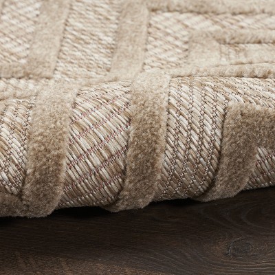 Natural Beige Diamond Flatweave 8' x 10' Indoor Outdoor Rug