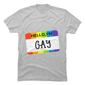 Adult Design By Humans Hello I'm Name Tag Rainbow Pride By MINHMINH T-Shirt - 1 of 2