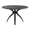 HomeRoots 50" Black Faux Marble and Steel Pedestal Base Round Top Dining Table - 4 of 4