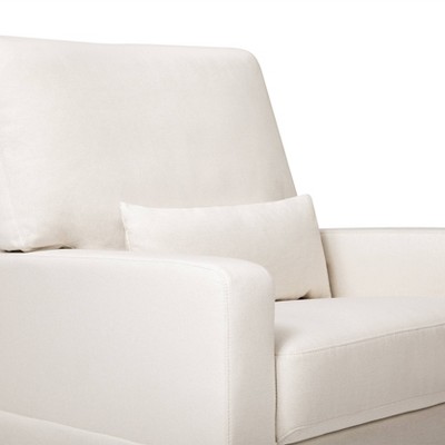Cream Eco-Weave Swivel Glider Chair with Wood Base