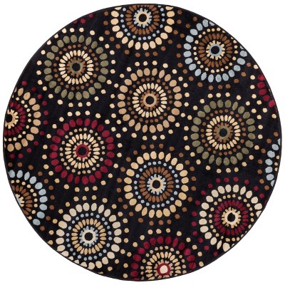 Well Woven Blossom Valley Floral Nature Modern Casual Abstract Retro Geometric Soft Black Area Rug