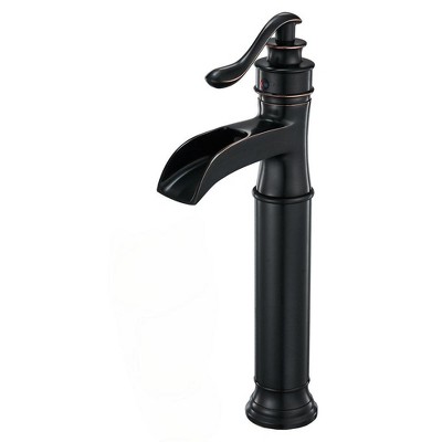 BWE Waterfall Single Handle Bath Vessel Sink Faucet Farmhouse Vanity Bowl Tall Lavatory With Drain