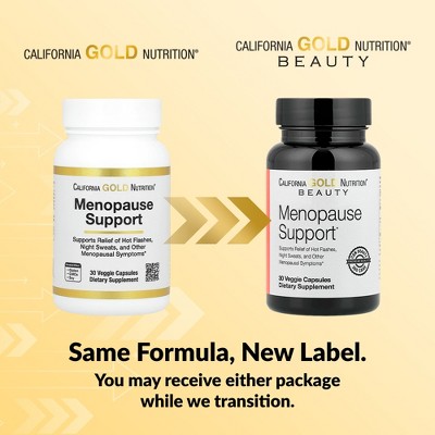 California Gold Nutrition Beauty, Menopause Support with Angelica gigas, Cynanchum wilfordii, Phlomis umbrosa and L-Leucine, 30 Veggie Capsules