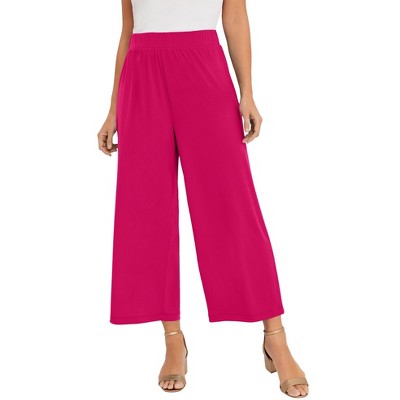 Jessica London Women's Plus Size Stretch Knit Wide Leg Crop Pant