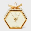 14K Gold Dipped Cubic Zirconia Rondelle Initial Necklace - A New Day™ Gold - 3 of 4