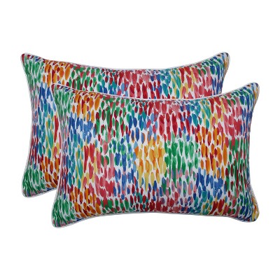 2pk Make it Rain Oversized Rectangular Outdoor Throw Pillow Zinnia Blue - Pillow Perfect