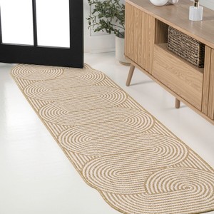 JONATHAN Y Margot Modern Geometric Arch Stripe Indoor/Outdoor Shaped Area Rug - 1 of 4