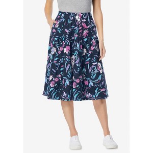 Woman Within Plus Size Elastic-Waist Knit Tiered Skirt - 1 of 3