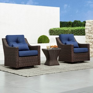 Spruce & Spring Outdoor Wicker Patio Outdoor Sofa Swivel Chair Coffee Table - 1 of 4