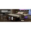 DOMETOUR Full Size Metal Bed Frame w/ Storage, LED Light, Velvet Headboard w/ Outlet & USB, Heavy Duty, Brown Wood, No Box Spring Needed - 3 of 4