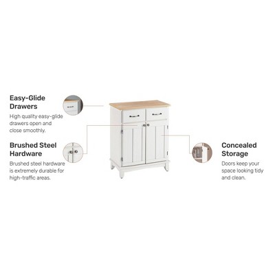 Elegant Homestyles White Hardwood Buffet with Sleek Wood Top