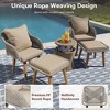 Whisen 5-Piece Outdoor Furniture Bistro Sets, Patio Conversation Set With Wicker Cool Bar Table and Ottomans - 4 of 4