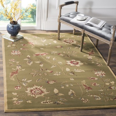 Rectangular Green/Multi Floral Synthetic 5' x 7' Area Rug