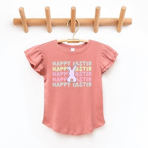 The Juniper Shop Pastel Happy Easter Stacked Toddler Flutter Sleeve Tee - 1 of 1