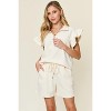 I am a Fashion junky Double Take Full Size Texture Flounce Sleeve Top and Drawstring Shorts Set - 3 of 4