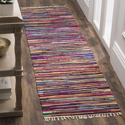 Handmade Multicolor Flat Woven Cotton and Wool Runner Rug