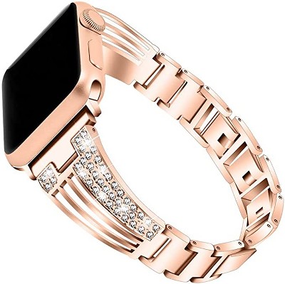 Rayctia Rhinestone Bead Apple Watch Band gold/pink/rose iWatch 1 / 2 / 3 - Rose Gold Chain - Pink - 42mm