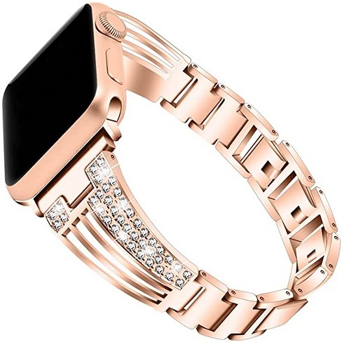 Worryfree Gadgets Apple Watch Band Jewelry Metal Strap With Bling Diamond Rhinestone Bracelet For Iwatch Bands Series 8 7 6 5 4 3 2 1 Se Rose Gold Target