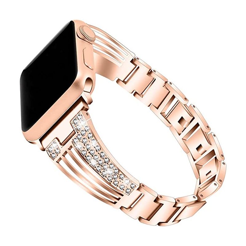 Worryfree Gadgets Apple Watch Band Jewelry Metal Strap Diamond Rhinestone Women Bracelet Wristband Strap for iWatch Bands Series 8 7 6 5 4 3 2 1 SE, 1 of 5