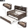 Twin/Full Size Wooden Captain Bed with Built-in Bookshelves,Three Storage Drawers and Trundle - ModernLuxe - 3 of 4