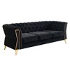 87.4'' Velvet Tufted Sofa with High-Density Foam, Gold Metal Legs and Diamond-Seam Armrest - 2 of 4