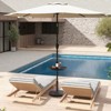 Tangkula Round Umbrella Table 20" Beach Umbrella Table w/1.5" Umbrella Hole Wood Grain Surface Height Adjustable Knob - 3 of 4