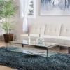 Tempered Glass and Aluminum Rectangular Coffee Table with Open Shelf and Streamlined Waterfall Sides for Living Room, Apartment, or Office - 4 of 4