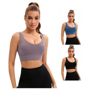 INSPIRE CHIC 3 Pcs Women's U Back V-Neck Padded Workout Crop Top with Built in Bra Sports Bras - 1 of 4