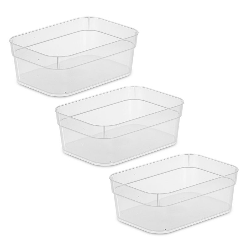 Sterilite Medium Storage Tray Containers with Sturdy Banded Rim and Textured Bottom for Desktop and Drawer Household Organization, 3 of 7