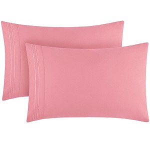 Mellanni 1800 Pillowcase Set 2 pc Set of 2 King Size Pink - 1 of 4