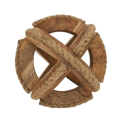 Saro Lifestyle Natural Wooden Rope Decorative Orb