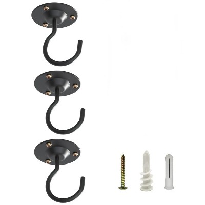 LunaLulinlk Ceiling Hooks for Hanging Plants Black 3 Pcs, Plant Hanger Indoor