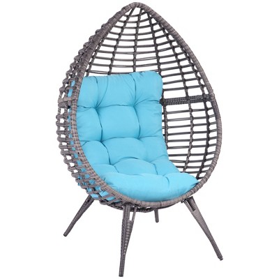 Egg Chair Outdoor Basket Chairs - 4 PC Wicker Patio Egg Cocoon Chairs Set  with 2 Chairs and 2 Ottomans Rattan Teardrop Cuddle Chair for Indoor  Bedroom