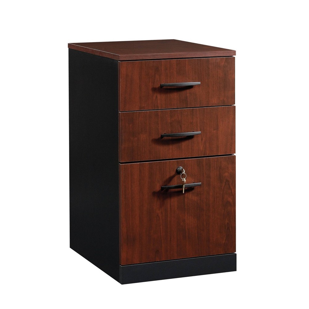 Photos - File Folder / Lever Arch File Sauder Via 3 Drawer Storage Pedestal Classic Cherry Red - : Laminated MDF Office Filing Cabinet, 28.5" Height 