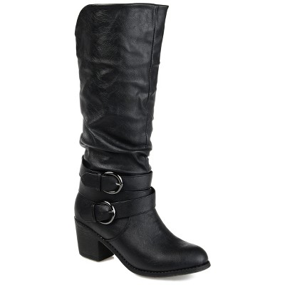 Journee Collection Womens Late Wide Width and Wide Width Wide Calf Stacked Heel Mid Calf Boots